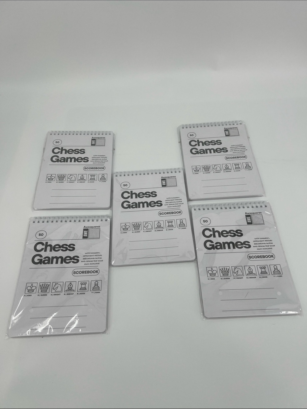 Chess Games Scorebook Notepad - White - Unbranded